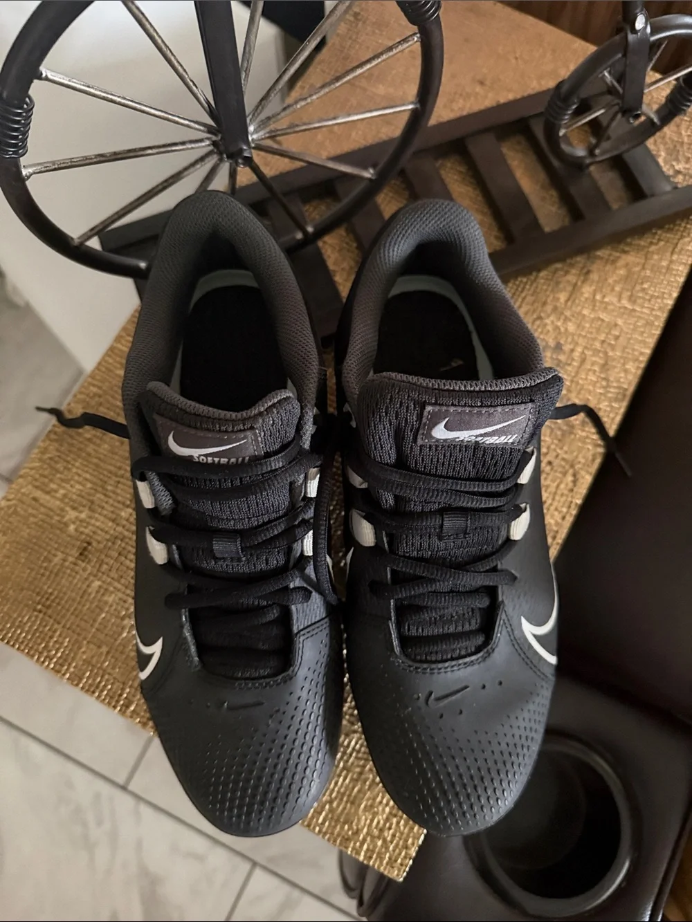 Nike Black and White Women's Athletic Softball Shoes